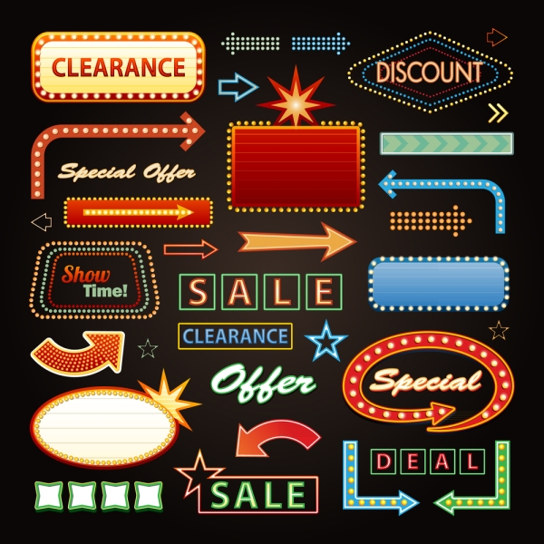 Discount, sales, deals logos