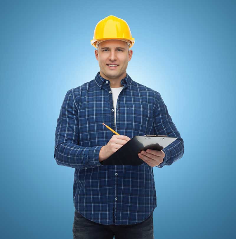 engineer man standing with a notepad