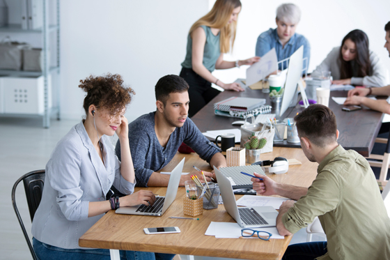 Employee working on office and discussing about office work