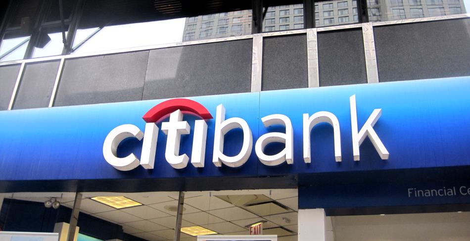 Front of the Citi Bank board